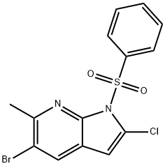 1-(Phenylsulphonyl)-5-broMo-2-chloro-6-Methyl-7-azaindole 化学構造式