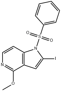 1-(Phenylsulfonyl)-2-iodo-4-Methoxy-5-azaindole 化学構造式