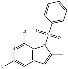 5,7-Dichloro-2-Methyl-1-(phenylsulfonyl)-6-azaindole 化学構造式