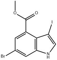 6-溴-3-碘-1H-吲哚-4-羧酸甲酯, 1227269-20-6, 结构式