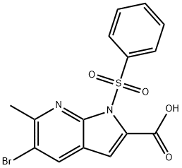 1-(Phenylsulphonyl)-5-broMo-6-Methyl-7-azaindole-2-carboxylic acid 化学構造式