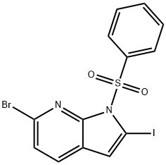 1-(Phenylsulphonyl)-6-broMo-2-iodo-7-azaindole 化学構造式