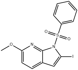 1-(Phenylsulfonyl)-2-iodo-6-Methoxy-7-azaindole 结构式