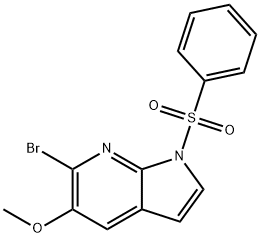 1-(Phenylsulphonyl)-6-broMo-5-Methoxy-7-azaindole 化学構造式