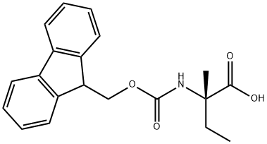 (R)-2-((((9H-フルオレン-9-イル)メトキシ)カルボニル)アミノ)-2-メチルブタン酸 化学構造式