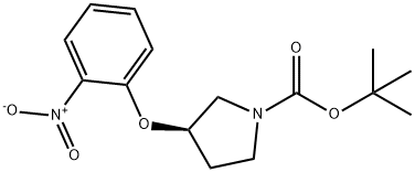 (R)-TERT-ブチル 3-(2-ニトロフェノキシ)ピロリジン-1-カルボキシレート 化学構造式