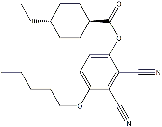 trans-4-Ethylcyclohexanecarboxylic acid 2,3-dicyano-4-(pentyloxy)phenyl ester Struktur
