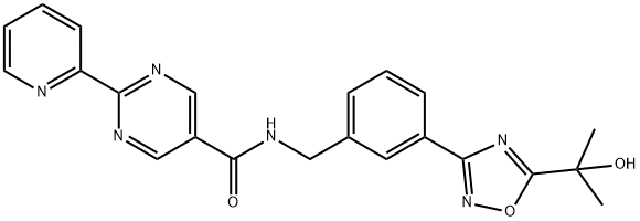 N-(3-(5-(2-hydroxypropan-2-yl)-1,2,4-oxadiazol-3-yl)benzyl)-2-(pyridin-2-yl)pyriMidine-5-carboxaMide Structure