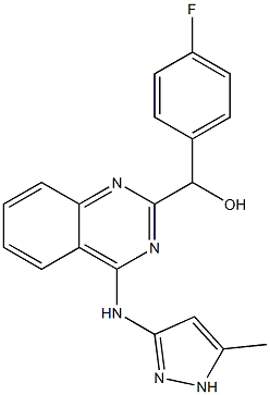 (4-fluorophenyl)(4-((5-Methyl-1H-pyrazol-3-yl)aMino)quinazolin-2-yl)Methanol,1241914-87-3,结构式