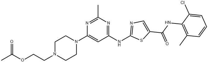 2-(4-(6-((5-((2-chloro-6-Methylphenyl)carbaMoyl)thiazol-2-yl)aMino)-2-MethylpyriMidin-4-yl)piperazin-1-yl)ethyl acetate Struktur