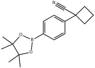 1-[4-(4,4,5,5-Tetramethyl-[1,3,2]dioxaborolan-2-yl)-phenyl]-cyclobutanecarbonitrile Struktur