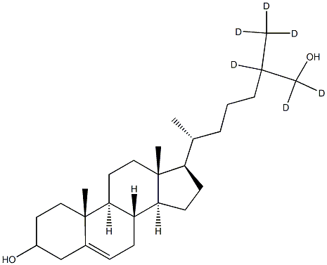 25,26,26,26,27,27-hexadeuterocholest-5-ene-3,27-diol 化学構造式