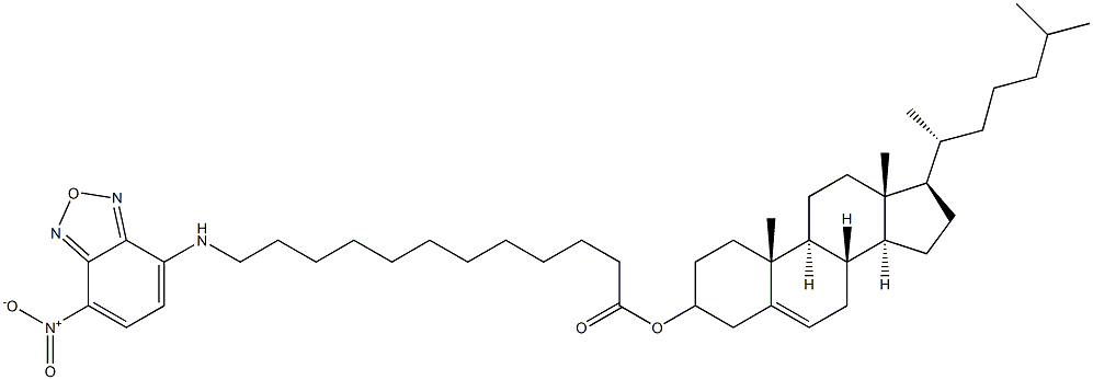 5-CHOLESTEN-3-OL 12-[(7-NITRO-2-1,3-BENZOXADIAZOL-4-YL)AMINO]DODECANOATE;NBD-12 CHOLESTEROL,1246303-05-8,结构式