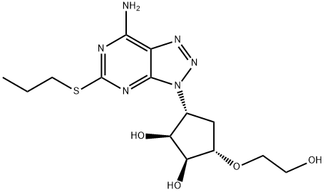 1,2-Cyclopentanediol, 3-[7-aMino-5-(propylthio)-3H-1,2,3-triazolo[4,5-d]pyriMidin-3-yl]-5-(2-hydroxyethoxy)-, (1S,2S,3R,5S)- 化学構造式