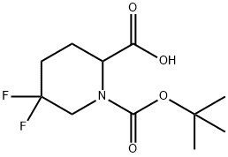 1-(tert-butoxycarbonyl)-5,5-difluoropiperidine-2-carboxylic acid Struktur