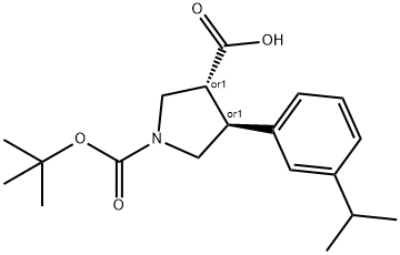 Boc-(+/-)-trans-4-(3-isopropyl-phenyl)-pyrrolidine-3-carboxylic acid Structure