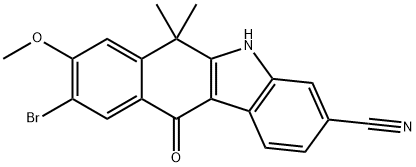 9-broMo-8-Methoxy-6,6-diMethyl-11-oxo-6,11-dihydro-5H-benzo[b]carbazole-3-carbonitrile 化学構造式