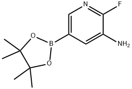 2-氟-5-(4,4,5,5-四甲基-1,3,2-二氧杂环戊硼烷-2-基)吡啶-3-胺, 1257554-30-5, 结构式