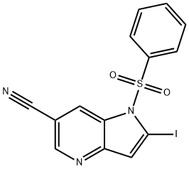 1-(Phenylsulfonyl)-6-cyano-2-iodo-4-azaindole 化学構造式