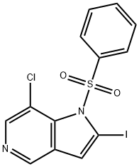 1-(Phenylsulfonyl)-7-chloro-2-iodo-5-azaindole 化学構造式