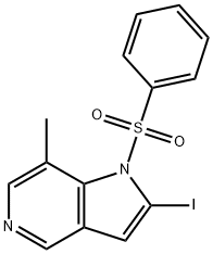 1-(Phenylsulfonyl)-2-iodo-7-Methyl-5-azaindole Struktur