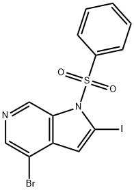 1-(Phenylsulfonyl)-4-broMo-2-iodo-6-azaindole Struktur