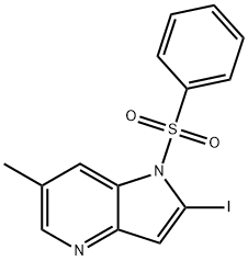 1-(Phenylsulfonyl)-2-iodo-6-Methyl-4-azaindole 化学構造式