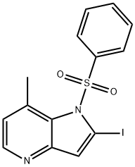 1-(Phenylsulfonyl)-2-iodo-7-Methyl-4-azaindole 化学構造式