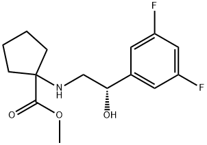 1-[[(2S)-2-(3,5-二氟苯基)-2-羟基乙基]氨基]环戊烷羧酸甲酯 结构式