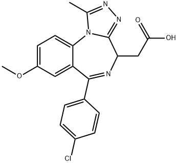 4H-[1,2,4]Triazolo[4,3-a][1,4]benzodiazepine-4-acetic acid, 6-(4-chlorophenyl)-8-Methoxy-1-Methyl- Struktur