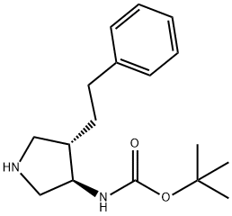 tert-Butyl ((3R,4S)-4-phenethylpyrrolidin-3-yl)carbaMate 化学構造式