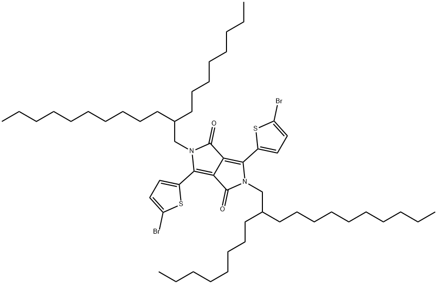 3,6-双(5-溴噻吩-2-基)-2,5-双(2-辛基十二烷基)吡咯并[3,4-C]吡咯-1,4(2H,5H)二酮,1260685-63-9,结构式