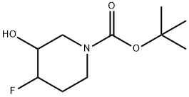 1-Piperidinecarboxylic acid, 4-fluoro-3-hydroxy-, 1,1-diMethylethyl ester Struktur