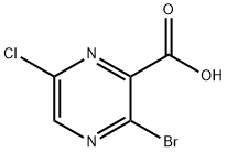 3-ブロモ-6-クロロピラジン-2-カルボン酸 化学構造式