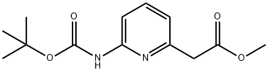 2-(6-((叔丁氧基羰基)氨基)吡啶-2-基)乙酸甲酯 结构式