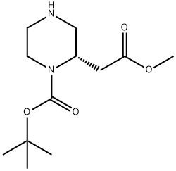 (S)-tert-Butyl 2-(2-Methoxy-2-oxoethyl)piperazine-1-carboxylate Struktur