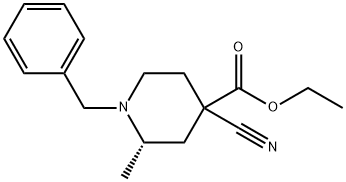 (2S)-4-氰基-2-甲基-1-(苯甲基)-4-哌啶羧酸乙酯 结构式