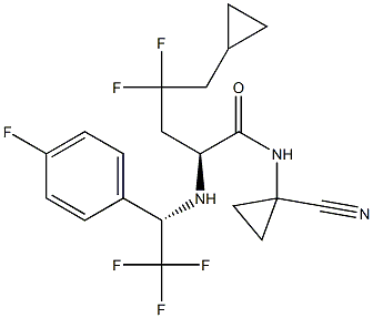 (S)-N-(1-Cyanocyclopropyl)-5-cyclopropyl-4,4-difluoro-2-((S)-2,2,2-trifluoro-1-(4-fluorophenyl)ethylaMino)pentanaMide 化学構造式