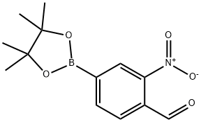 2-硝基-4-(4,4,5,5-四甲基-1,3,2-二氧硼杂环戊烷-2-基)苯甲醛 结构式