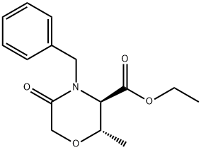 (2S,3R)-2-甲基-5-氧-4-苄基-3-吗啉羧酸乙酯 结构式