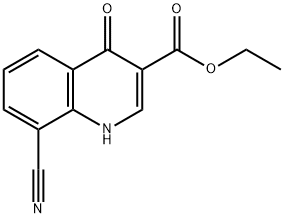8-Cyano-4-oxo-1,4-dihydro-quinoline-3-carboxylic acid ethyl ester Struktur