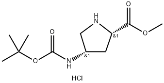 Methyl (2S,4S)-4-Boc-aMinopyrrolidine-2-carboxylate hydrochloride 化学構造式