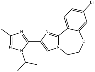 9-ブロモ-2-(1-イソプロピル-3-メチル-1H-1,2,4-トリアゾール-5-イル)-5,6-ジヒドロベンゾ[F]イミダゾ[1,2-D][1,4]オキソアゼピン 化学構造式