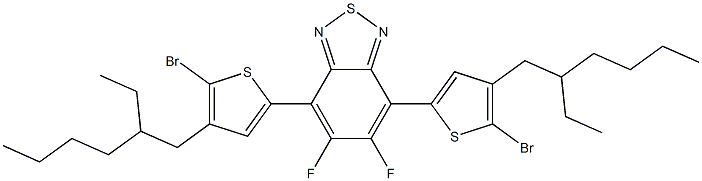 4,7-二(5-溴-4-乙基己基噻吩基-2-)-5,6-二氟-2,1,3-苯并噻二唑, 1293389-32-8, 结构式