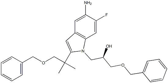 1H-Indole-1-ethanol, 5-aMino-2-[1,1-diMethyl-2-(phenylMethoxy)ethyl]-6-fluoro-α-[(phenylMethoxy)Methyl]-, (αR)- Structure