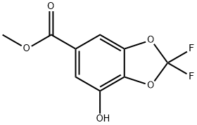 1,3-Benzodioxole-5-carboxylic acid, 2,2-difluoro-7-hydroxy-, Methyl ester 化学構造式