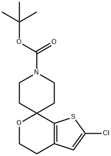 Spiro[piperidine-4,7'-[7H]thieno[2,3-c]pyran]-1-carboxylic acid, 2'-chloro-4',5'-dihydro-, 1,1-diMethylethyl ester Structure