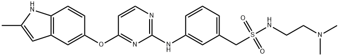 N-(2-(diMethylaMino)ethyl)-1-(3-((4-((2-Methyl-1H-indol-5-yl)oxy)pyriMidin-2-yl)aMino)phenyl)MethanesulfonaMide Structure