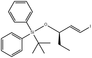 1,1'-[(1,1-DiMethylethyl)[[(1R,2E)-1-ethyl-3-iodo-2-propen-1-yl]oxy]silylene]bis-benzene 结构式