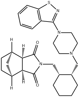 (3aR,4R,7S,7aS)-2-[[(1S,2R)-2-[[4-(1,2-Benzisothiazol-3-yl)-1-piperazinyl]methyl]cyclohexyl]methyl]hexahydro-4,7-methano-1H-isoindole-1,3(2H)-dione|(3AR,4R,7S,7AS)-2-[[(1S,2R)-2-[[4-(1,2-苯并异噻唑-3-基)-1-哌嗪基]甲基]环己基]甲基]六氢-4,7-甲桥-1H-异吲哚-1,3(2H)-二酮